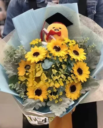 Sunflower Soap Flower Bouquet with Base l Fragrant Scent Artificial Sunflower Arrangement (Bunga Wangi Matahari) for Gift & Decoration