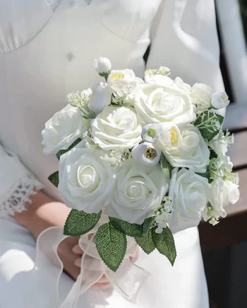 10pcs 8cm Rose Artificial Flowers l PE Foam Fake Roses for Raya Ramadan Gift, Wedding Bride Bouquet, Home & Party Decoration