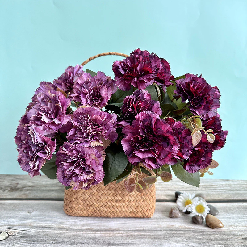 9-Head Artificial Carnation Flower l DIY Bouquet for Home Decoration, Holiday Styling & Floral Arrangement