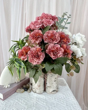 9-Head Artificial Carnation Flower l DIY Bouquet for Home Decoration, Holiday Styling & Floral Arrangement