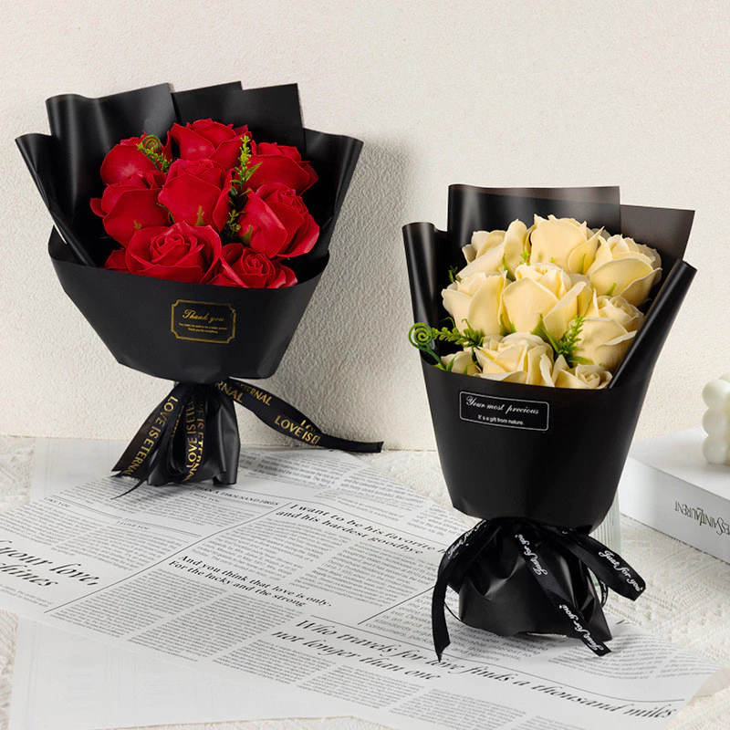 Mother's Day Soap Flower Rose Gift Box l 9 Roses Creative Bouquet Box for Birthday, Christmas, Romantic Gift