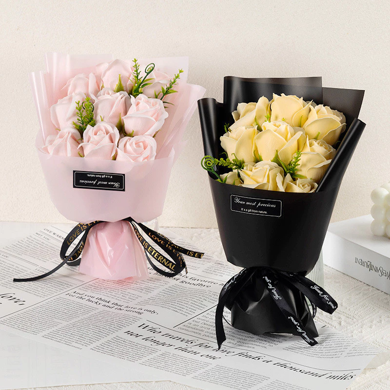 Mother's Day Soap Flower Rose Gift Box l 9 Roses Creative Bouquet Box for Birthday, Christmas, Romantic Gift